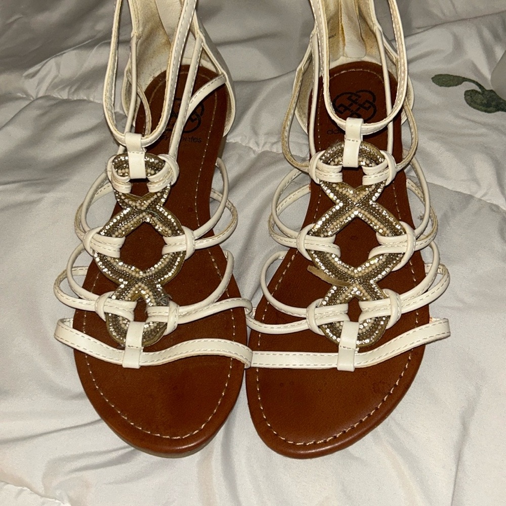 Elegant White and Gold Women's Sandals